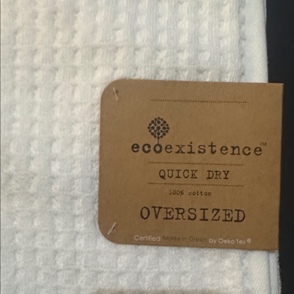10pc ECOEXISTENCE Oversized Quick Dry 100% Cotton Bath Towel Set - White - Picture 3 of 8